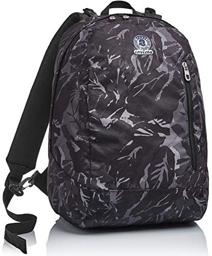 INVICTA RUCKSACK TWIST FOLIAGE, Geräumige Schultasche für Teenager, Mädchen & Jungen, 2 wechselbare Muster, für Schule, Sport&Freizeit, Doubleface; schwarz/mehrfarbig von Invicta