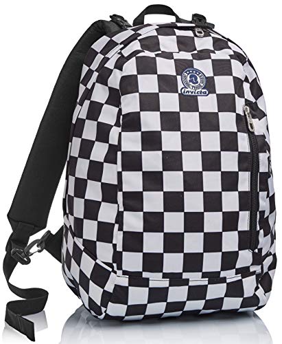 RUCKSACK INVICTA BLACK FANTASY, aus nachhaltigem Stoff, Geräumige Schultasche für Teenager, Mädchen & Jungen, 2 wechselbare Muster, für Schule, Sport&Freizeit, Doubleface; schwarz von Invicta