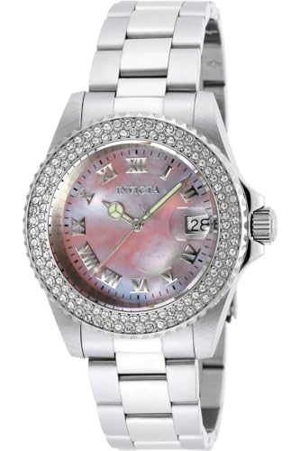 Invicta Angel 19874 Damen Uhr - Wasserdicht - Analog - Quarzuhrwerk - Edelstahl mit Perlmutt zifferblat - 40mm von Invicta