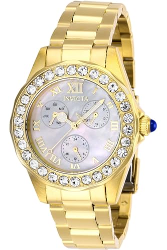 Invicta Angel 28465 Damen Uhr - Wasserdicht - Analog - Quarzuhrwerk - Edelstahl mit Perlmutt zifferblat - 38mm von Invicta