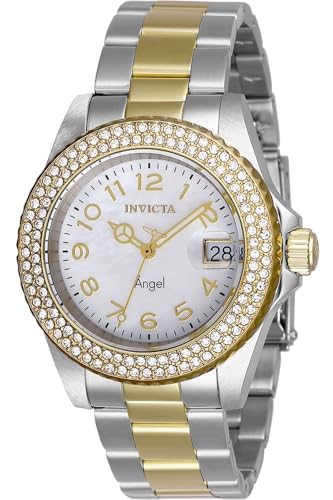 Invicta Angel 28675 Damen Uhr - Wasserdicht - Analog - Quarzuhrwerk - Edelstahl mit weißen zifferblat - 40mm von Invicta