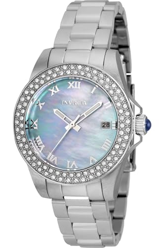Invicta Angel 36071 Damen Uhr - Wasserdicht - Analog - Quarzuhrwerk - Edelstahl mit blauen zifferblat - 34mm von Invicta