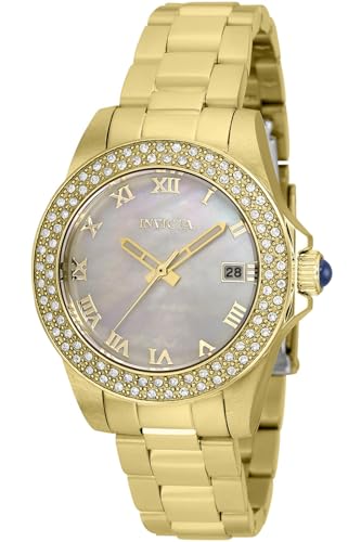 Invicta Angel 36073 Damen Uhr - Wasserdicht - Analog - Quarzuhrwerk - Edelstahl mit Perlmutt zifferblat - 34mm von Invicta