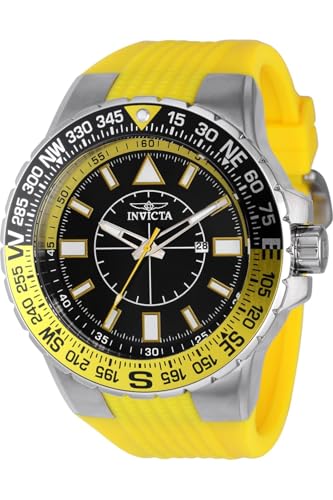 Invicta Aviator 36981 Herren Uhr - Wasserdicht - Analog - Quarzuhrwerk - Edelstahl mit schwarzen zifferblat - 52mm von Invicta