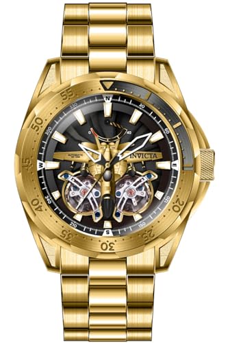 Invicta Aviator 44687 Herren Automatikuhr - 51mm, Gold, 51.5, Armband von Invicta