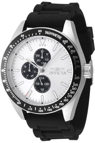 Invicta Aviator 47590 Herren Uhr - Wasserdicht - Analog - Quarzuhrwerk - Edelstahl mit silbernen zifferblat - 45mm von Invicta
