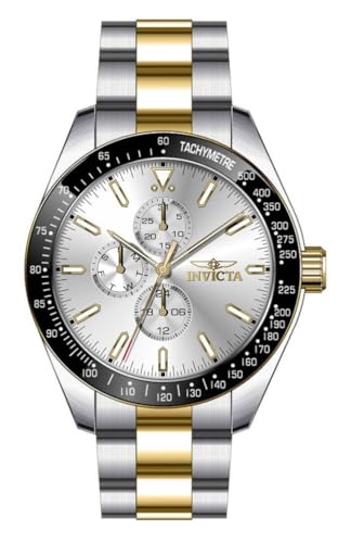 Invicta Aviator 48861 Herren Uhr - Wasserdicht - Analog - Quarzuhrwerk - Edelstahl mit silbernen zifferblat - 45mm von Invicta