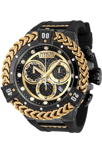 Invicta Herren 33156 Reserve Quarz Chronograph Schwarz Gold Zifferblatt Uhr, Chronograph, Quarz-Uhrwerk von Invicta