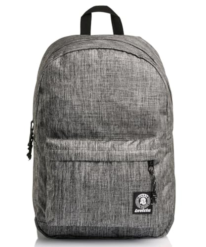 Invicta CARLSON Grey 2 Tone, Rucksack aus nachhaltigem Stoff, Geräumige Schultasche für Teenager, Mädchen und Jungen, für Uni, Sport & Freizeit, mit Laptopfach, italienisches Design, grau von Invicta