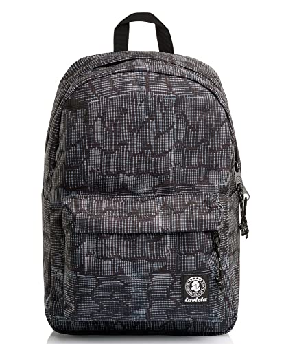 Invicta CARLSON StreakRucksack aus nachhaltigem Stoff, Geräumige Schultasche für Teenager, Mädchen und Jungen, für Uni, Sport & Freizeit, mit Laptopfach, italienisches Design, grau von Invicta