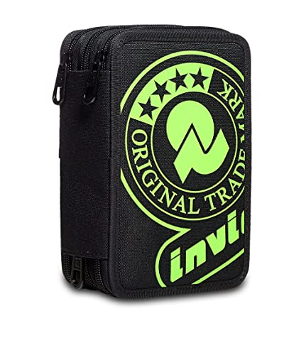 Invicta Federmäppchen, Mäppchen, mehrfarbig, Federtasche für Schreibwaren, Etui mit Stiften, Kugelschreiber, & mehr, 3 Fächer, Mädchen & Jungen, Schule - Grundschule, XXL LOGO schwarz von Invicta