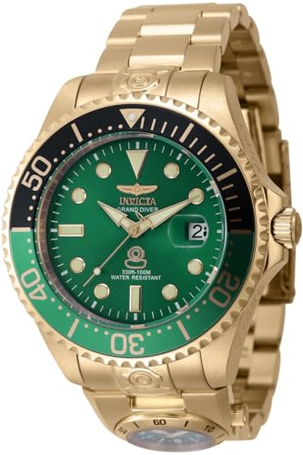 Invicta Grand Diver 45818 Herren Uhr - Wasserdicht - Analog - Automatikuhr - Edelstahl mit grünen zifferblat - 47mm von Invicta