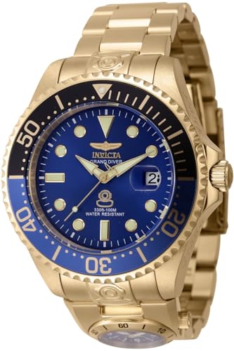Invicta Grand Diver 45819 Herren Uhr - Wasserdicht - Analog - Automatikuhr - Edelstahl mit blauen zifferblat - 47mm von Invicta
