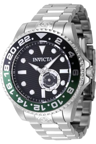 Invicta Grand Diver 47296 Herren Uhr - Wasserdicht - Analog - Automatikuhr - Edelstahl mit schwarzen zifferblat - 47mm von Invicta