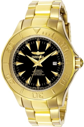 Invicta Herren 7040 Signature Collection Pro Diver Ocean Ghost Gold-Tone Automatik Armbanduhr, Schwarz/Gt Edelstahl, Armband von Invicta