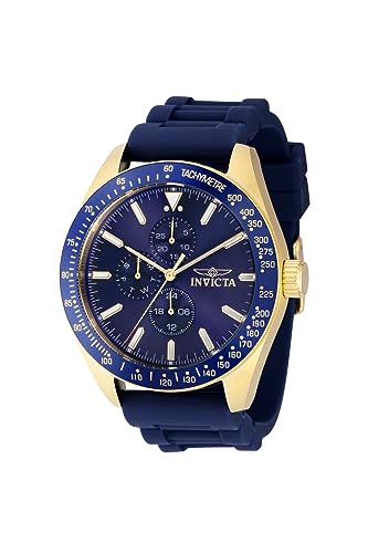 Invicta Aviator 38403 Herren Uhr - Wasserdicht - Analog - Quarzuhrwerk - Edelstahl mit blauen zifferblat - 45mm von Invicta