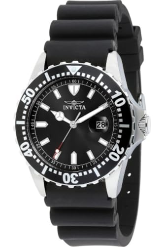INVICTA Herren-Armbanduhr mit schwarzem Zifferblatt, Analog-Anzeige und schwarzem PU-Armband 10917, schwarz/schwarz, Riemen von Invicta