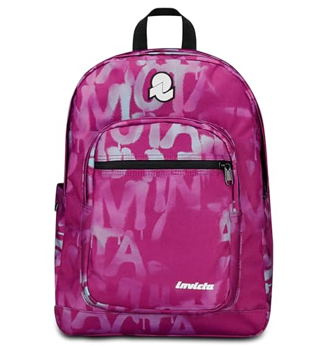 Invicta Jelek Schulranzen, Daypack, Tagesrucksack, Rucksack mit Trinkflaschenfach, Laptopfach, Extra Platz - 38 LT - Unisex, für Schule, Sport und Freizeit, Uni, rosa - Mädchen, Jungen von Invicta