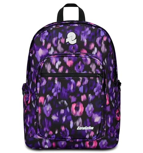 Invicta Jelek Schulranzen, Daypack, Tagesrucksack, Rucksack mit Trinkflaschenfach, Laptopfach, Extra Platz - 38 LT - Unisex, für Schule, Sport und Freizeit, Uni, lila- Mädchen, Jungen von Invicta