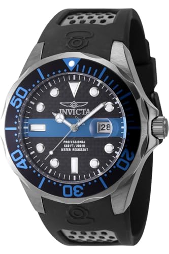Invicta Pro Diver 14838 Herren Uhr - Wasserdicht - Analog - Quarzuhrwerk - Edelstahl mit schwarzen zifferblat - 47mm von Invicta