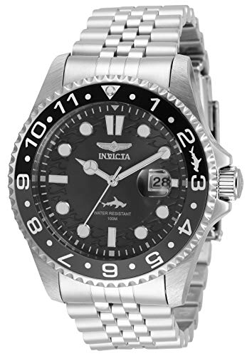 Invicta Pro Diver 35129 Herren Uhr - Wasserdicht - Analog - Quarzuhrwerk - Edelstahl mit schwarzen zifferblat - 43mm von Invicta