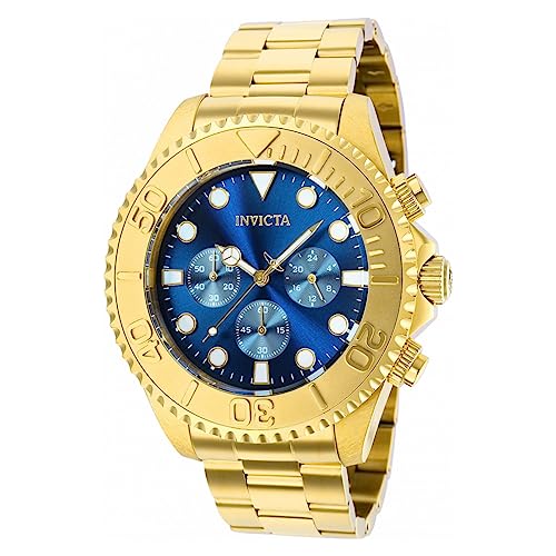 Invicta Pro Diver 36974 Herren Uhr - Wasserdicht - Analog - Quarzuhrwerk - Edelstahl mit blauen zifferblat - 47mm von Invicta