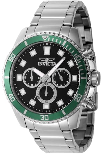 Invicta Pro Diver 46051 Herren Uhr - Wasserdicht - Analog - Quarzuhrwerk - Edelstahl mit schwarzen zifferblat - 45mm von Invicta