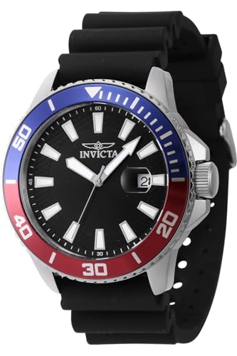 Invicta Pro Diver 46090 Herren Uhr - Wasserdicht - Analog - Quarzuhrwerk - Edelstahl mit schwarzen zifferblat - 45mm von Invicta