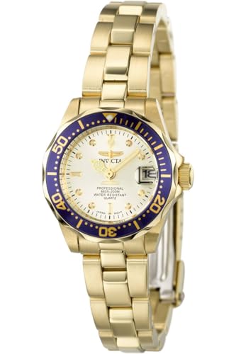 Invicta Pro Diver 4610 Damen Uhr - Wasserdicht - Analog - Quarzuhrwerk - Edelstahl mit goldenen zifferblat - 25mm von Invicta