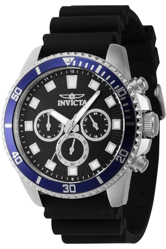 Invicta Pro Diver 46118 Herren Uhr - Wasserdicht - Analog - Quarzuhrwerk - Edelstahl mit schwarzen zifferblat - 45mm von Invicta