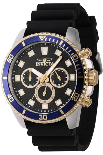 Invicta Pro Diver 46121 Herren Uhr - Wasserdicht - Analog - Quarzuhrwerk - Edelstahl mit schwarzen zifferblat - 45mm von Invicta