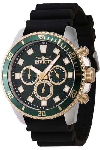 Invicta Pro Diver 46127 Herren Uhr - Wasserdicht - Analog - Quarzuhrwerk - Edelstahl mit grünen zifferblat - 45mm von Invicta