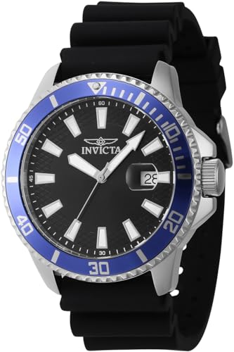 Invicta Pro Diver 46130 Herren Uhr - Wasserdicht - Analog - Quarzuhrwerk - Edelstahl mit schwarzen zifferblat - 45mm von Invicta