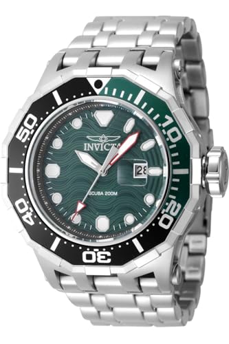 Invicta Pro Diver 47842 Herren Uhr - Wasserdicht - Analog - Quarzuhrwerk - Edelstahl mit grünen zifferblat - 52mm von Invicta