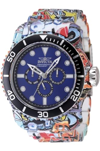 Invicta Pro Diver 47856 Herren Uhr - Wasserdicht - Analog - Quarzuhrwerk - Edelstahl mit blauen zifferblat - 49mm von Invicta