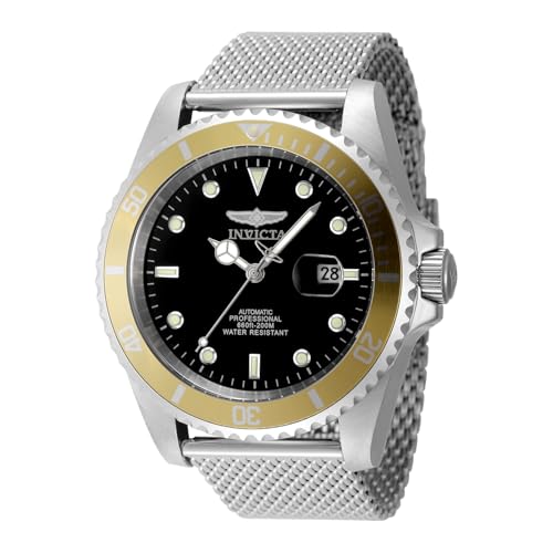 Invicta Pro Diver 48885 Herren Uhr - Wasserdicht - Analog - Automatikuhr - Edelstahl mit schwarzen zifferblat - 47mm von Invicta