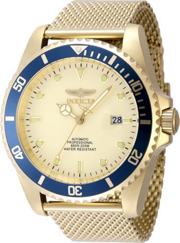 Invicta Pro Diver 48889 Herren Uhr - Wasserdicht - Analog - Automatikuhr - Edelstahl mit goldenen zifferblat - 47mm von Invicta