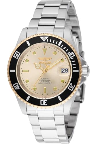 Invicta Pro Diver 49317 Herren Uhr - Wasserdicht - Analog - Automatikuhr - Edelstahl mit goldenen zifferblat - 40mm von Invicta