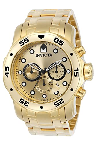 Invicta Pro Diver - Scuba 0074 Herren Uhr - Wasserdicht - Analog - Quarzuhrwerk - Edelstahl mit goldenen zifferblat - 48mm von Invicta