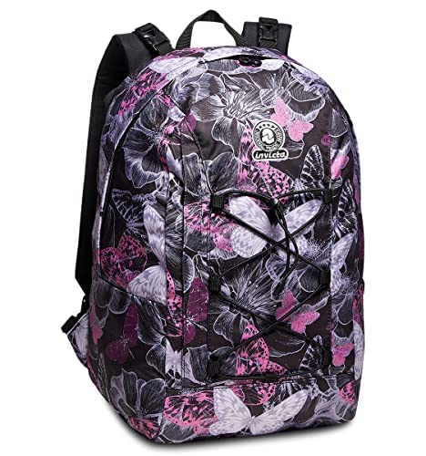 Invicta RUCKSACK BUTTERFLY,Schultasche für Teenager, Mädchen & Jungen,für Schule, Sport&Freizeit +Federmäppchen, Mäppchen, mehrfarbig, Federtasche für Schreibwaren, Etui mit Stiften, Kugelschreiber. von Invicta