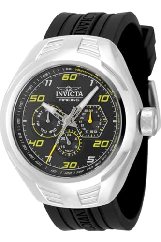Invicta Racing 47724 Herren Uhr - Wasserdicht - Analog - Quarzuhrwerk - Edelstahl mit schwarzen zifferblat - 46mm von Invicta