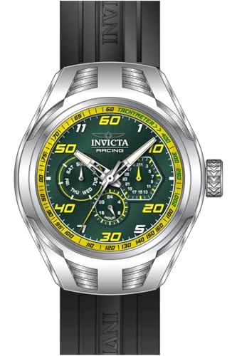 Invicta Racing 47728 Herren Uhr - Wasserdicht - Analog - Quarzuhrwerk - Edelstahl mit grünen zifferblat - 46mm von Invicta
