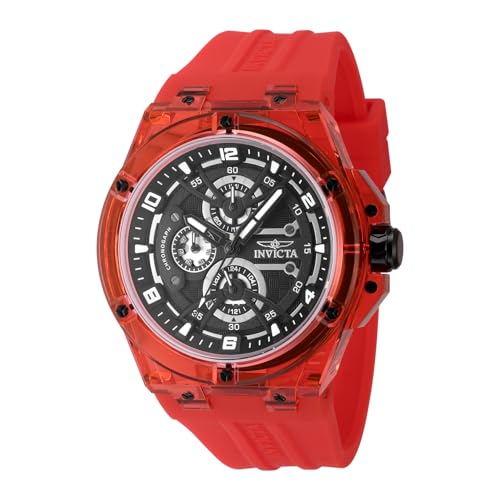 Invicta Racing 48810 Herren Uhr - Wasserdicht - Analog - Quarzuhrwerk - Kunststoff mit schwarzen zifferblat - 46mm von Invicta