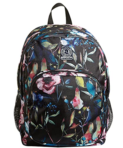 Invicta Rucksack, für Schule, Sport&Freizeit, Geräumige Schultasche für Teenager, Mädchen und Jungen, mit Trinkflaschenfach, Extra Platz, mehrfarbig, STRONG WILDFLOWERS von Invicta