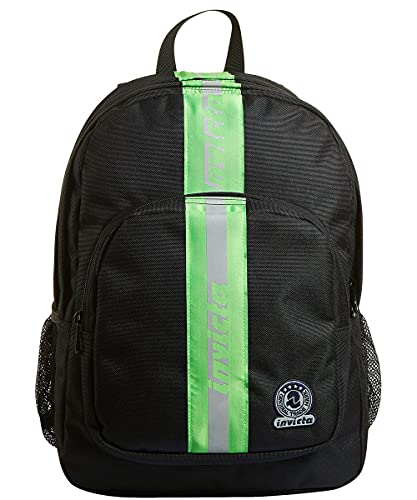 Invicta Rucksack, für Schule, Sport&Freizeit, Geräumige Schultasche für Teenager, Mädchen und Jungen, mit Trinkflaschenfach, Extra Platz, schwarz, STRONG REFLECTIVE BAND von Invicta