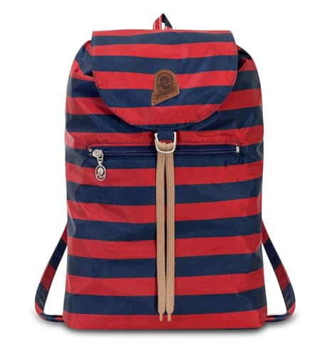 Invicta Tagesrucksack Rucksack für Reisen Outdoor - Daypack für Damen, Herren, mit Hüftgurt - faltbar 8 LT - Ultra leicht, Handgepäck mit Reißverschluss, gestreift zweifarbig rot/braun Minisac von Invicta