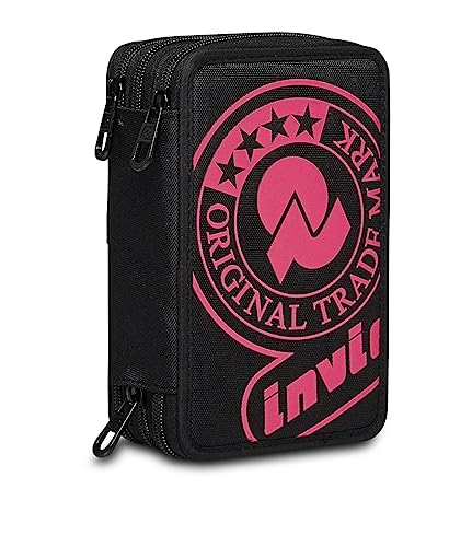 Invicta Federmäppchen, Mäppchen, mehrfarbig, Federtasche für Schreibwaren, Etui mit Stiften, Kugelschreiber, & mehr, 3 Fächer, Mädchen & Jungen, Schule - Grundschule, XXL, LOGO von Invicta