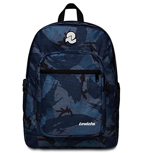 Invicta Schulrucksack JELEK Fantasy, blau – Rucksack mit zwei Fächern – PC-Tasche, Trinkflaschentasche, Organizer im Inneren – Schulrucksack für Jungen, Freizeitrucksack – Eco Material, blau, 32 x 43 von Invicta