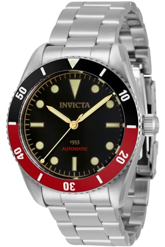 Invicta Vintage Pro Diver 34334 Herren Uhr - Wasserdicht - Analog - Automatikuhr - Edelstahl mit schwarzen zifferblat - 40mm von Invicta