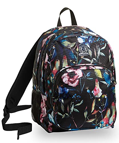 Invicta Rucksack, für Schule, Sport&Freizeit, Geräumige Schultasche für Teenager, Mädchen und Jungen, mit Trinkflaschenfach, Extra Platz, mehrfarbig, STRONG WILDFLOWERS von Invicta